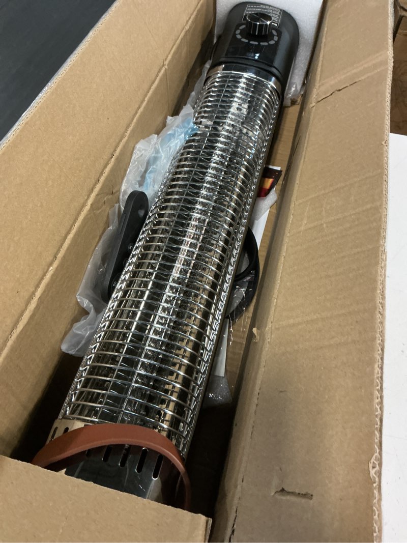 Condition photo showing Good Condition for Patio Heater for Outdoor Use, Infrared Electric Outdoor Heater, 1500W Instant Heating, 60-Degree Oscillation, 9 Heat Levels, 9H Timer, Remote, for Garage, Backyard, Large Room, Indoor, 32.2”, Jet