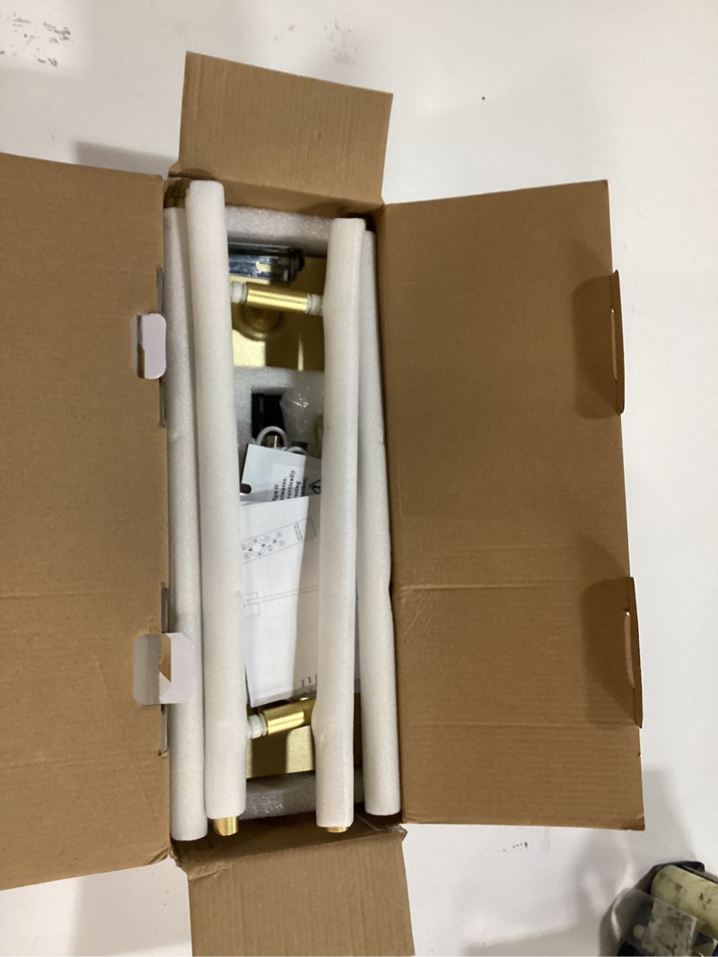 Condition photo showing New/Like New for battery operated wall sconces set of two: dimmable wireless wall lights with remote, 31-inch led rechargeable sconces, 360° lighting wall scone decor for tv, mirror, bedroom, living room(gold) gold battery operated wall sconces 2 pack