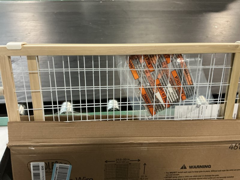 Condition photo showing Good Condition for toddleroo by north states - extra-wide wire mesh wooden baby gate: pressure mounted baby gate for doorways - adjustable 29.5 to 50 inches wide - 31 inches tall