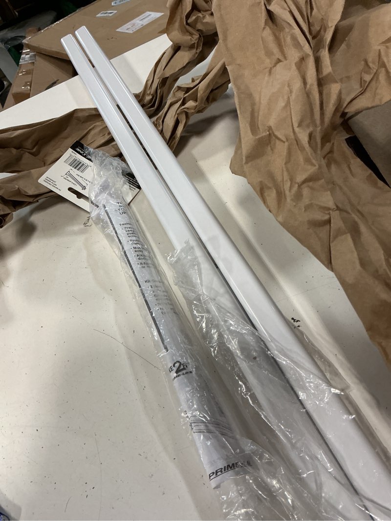 Condition photo showing As Is for (incomplete)prime-line k 5167 36 in. l steel reinforced white vinyl push bar for hinged swinging screen doors (single pack)