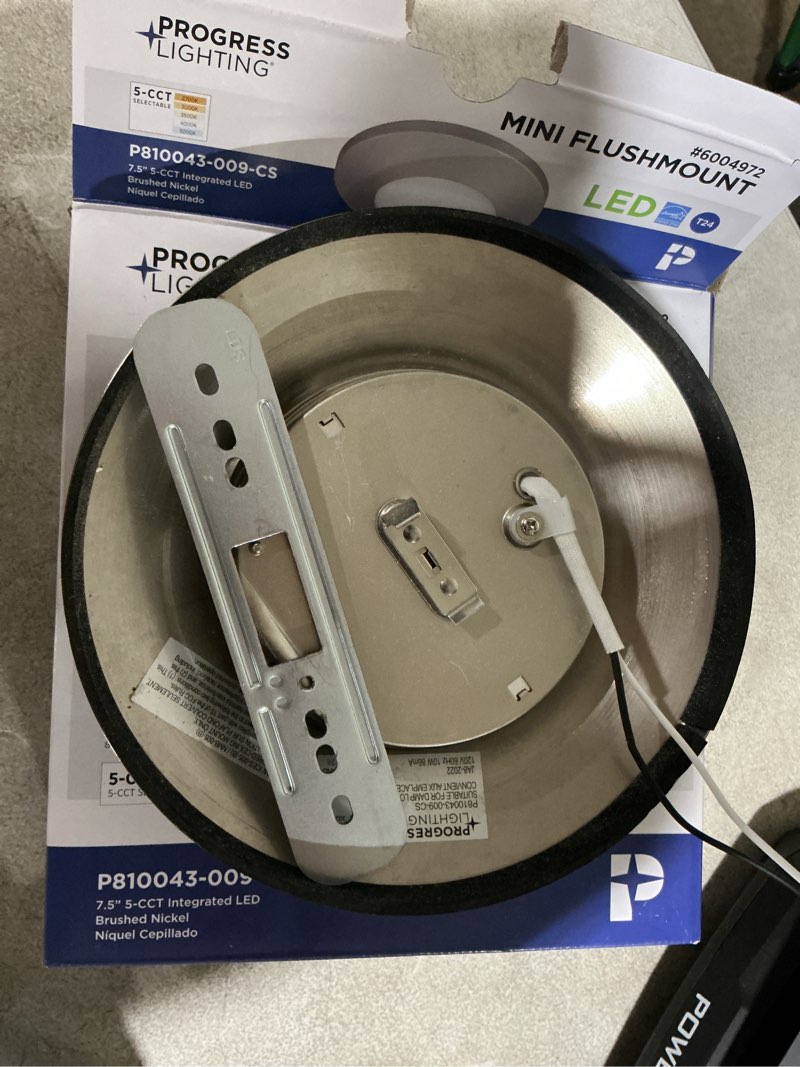 Condition photo showing Good Condition for progress lighting cct led 1-light 7.5-in brushed nickel led flush mount light energy star