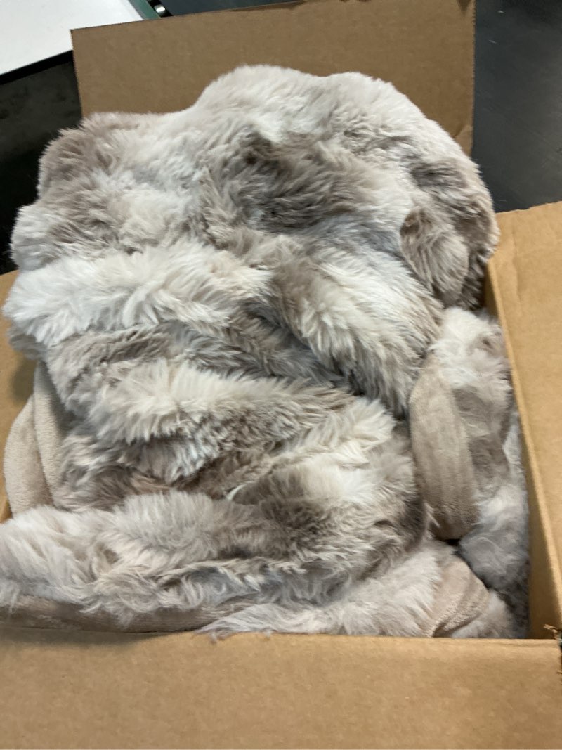Condition photo showing Good Condition for evergrace ultra soft luxury fluffy faux rabbit fur throw blanket, thick warm bubble throw for bed, cozy plush reversible blankets for couch, chair, sofa, light grey, 50x60 inches marble grey 50"x60"