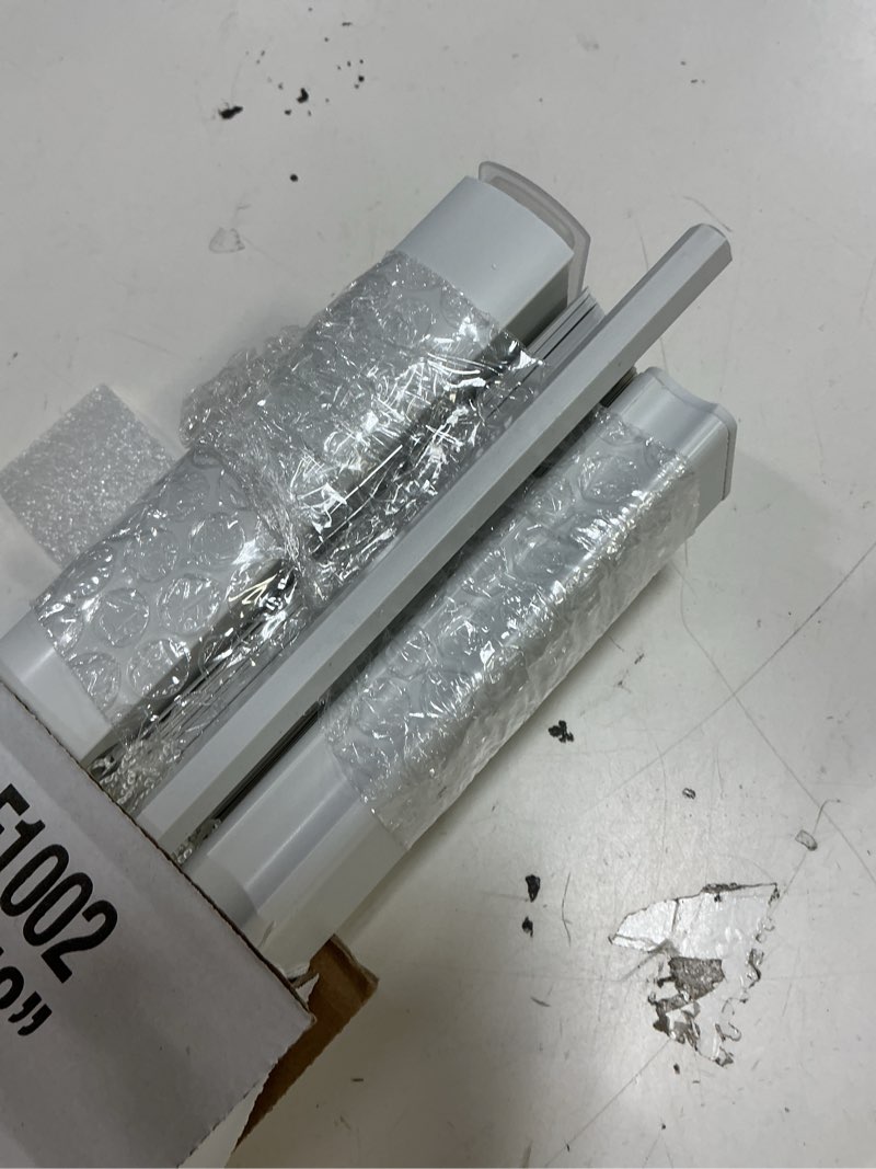 Condition photo showing As Is for project source 1-in slat width 23-in x 48-in cordless white vinyl light filtering mini-blinds