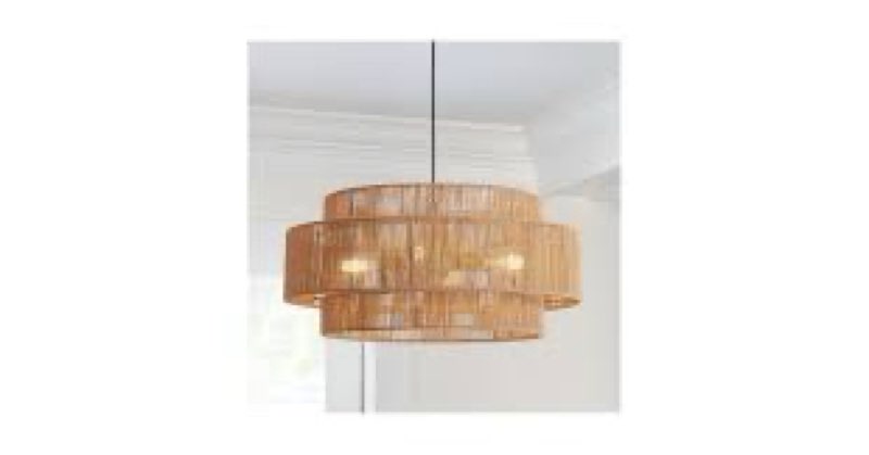 CNQTLL 3-Tier Large Rattan Chandeliers, 23.6in Boho Coastal Pendant Lights, Hand Woven Hemp Rope Lig