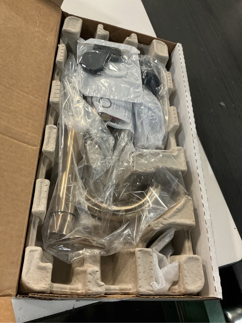 Condition photo showing As Is for delta faucet nicoli gold bathroom single hole bathroom single handle bathroom champagne bronze 15749lf-cz