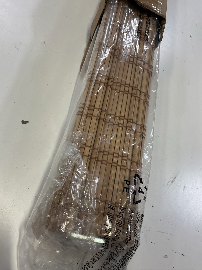 Condition photo showing Good Condition for lazblinds no tools no drill cordless bamboo roman shades, light filtering window treatment, roll up bamboo blinds for windows 20'' w x 48'' h, ceylon light russet light filtering-ceylon light russet 20" w x 48" h
