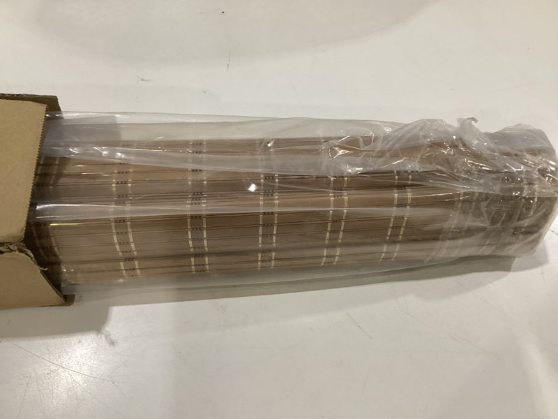 Condition photo showing New/Like New for lazblinds no tools no drill cordless bamboo roman shades, light filtering window treatment, roll up bamboo blinds for window 30'' w x 64'' h, brown brown206 30'' w x 64'' h