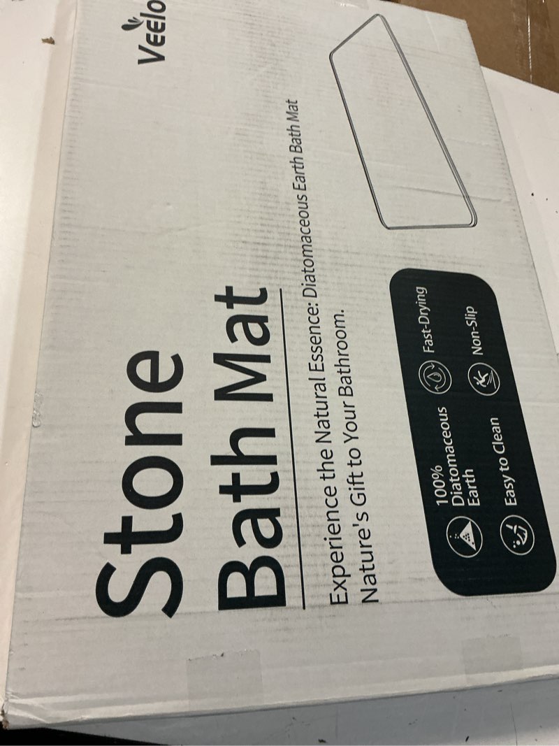Condition photo showing New/Like New for stone bath mat diatomaceous earth shower mat non-slip super absorbent diatomite stone bath mats for bathroom floor quick drying natural easy to clean(23.6''×15.4" white) line1-white