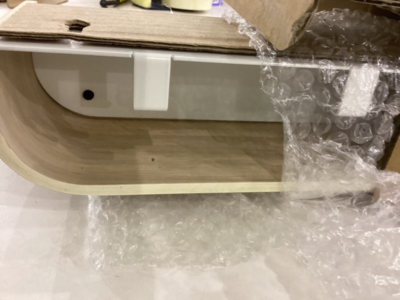 Condition photo showing New/Like New for Kazai. Wall-Mounted Coat Rack 'Toke' - Modern Design Coat Rack with Hidden Wall Hooks - Solid Wood Veneer Panel Coat Hanger - Oak, White 8 Hooks Oak, White