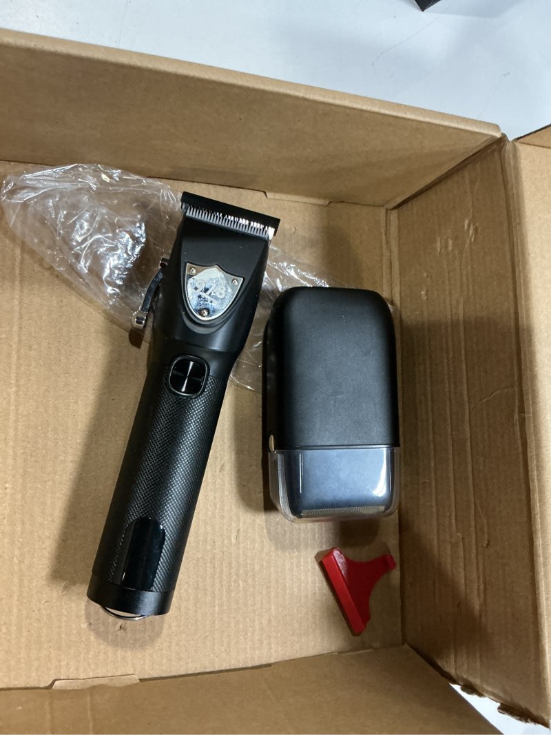 Condition photo showing As Is for lanumi professional hair clippers electric razor shavers men 3 piece set rechargeable clippers and trimmers beard trimmer barber kit with travel case clippers for hair cutting gifts for him black1