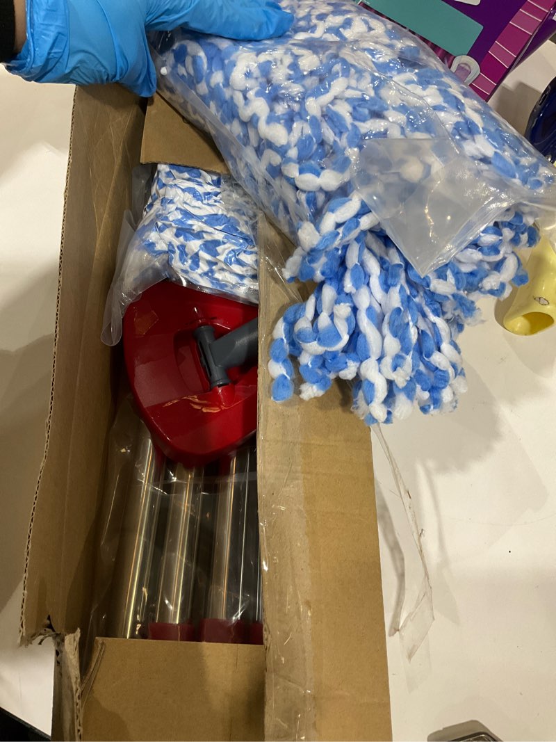 Condition photo showing As Is for Spin Mop Head, Base, Handle Replacement for O-Ceda RinseClean 2 Tank System,4 Microfiber Mop Refills, and 30-58in Handl Set Combo