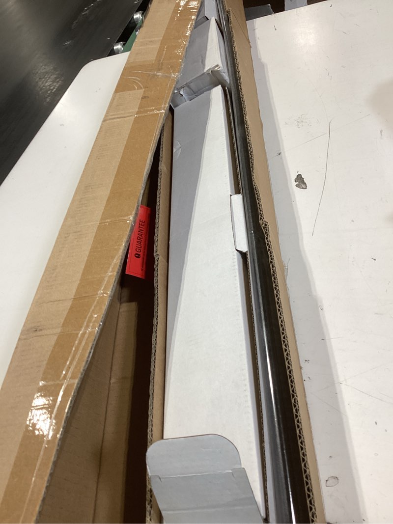 Condition photo showing Good Condition for 52" bifold sliding barn door hardware track kit,side mounted black j shape roller,smoothly and quietly,assembly easy,fit double 24" bi-folding doors (door not included) 52'' for 2 doors (hardware only) black-j shape