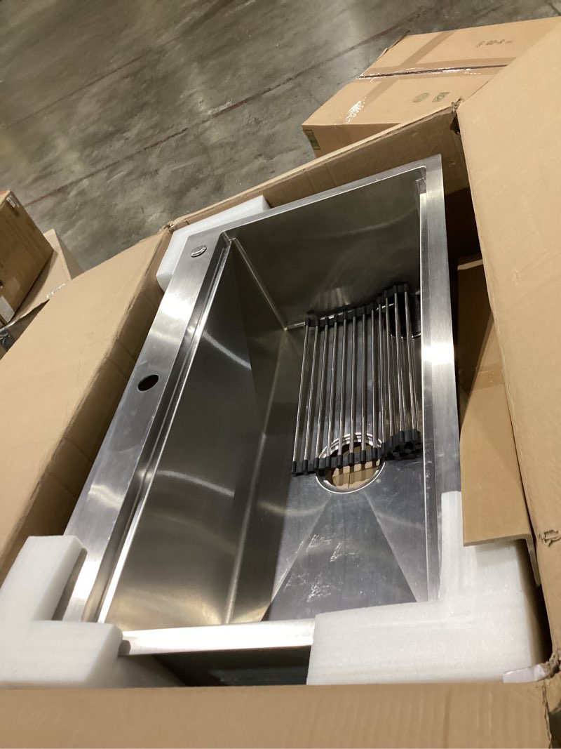 32 inch drop in kitchen sink-32x19 single bowl workstation sink 16 gauge stainless steel overmount s