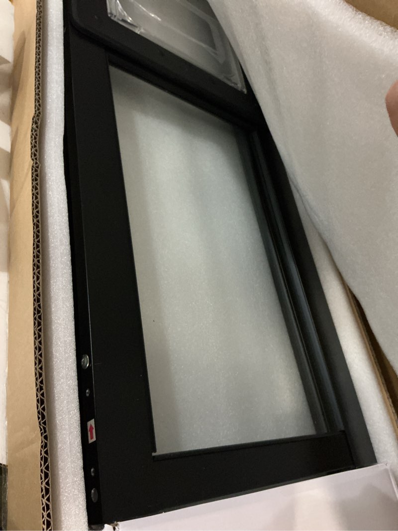 Condition photo showing Good Condition for dog door for sliding glass door with magnetic plastic flat, sliding door pet doggie door insert with lock, adjustable height no-cut required doggy door access renters, apartments, patio (black, m) black medium