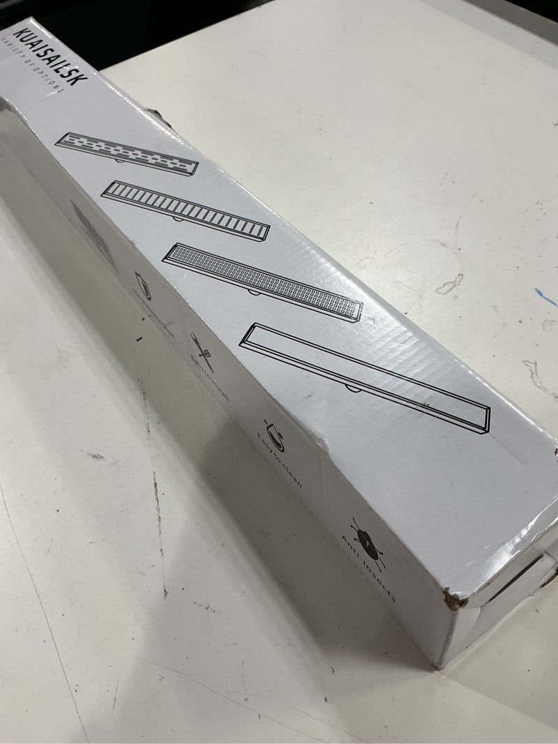 Condition photo showing New/Like New for linear shower drain ?with tile insert panels ?24 inch brushed gold 304 stainless steel rectangle shower floor drain?with hair catcher, adjustable feet 24inch brushed gold