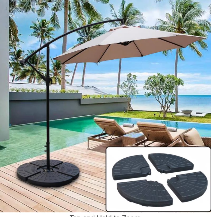 145 lbs. Capacity Weighted Cantilever and Offset Patio Umbrella Base in Black (4-Piece)