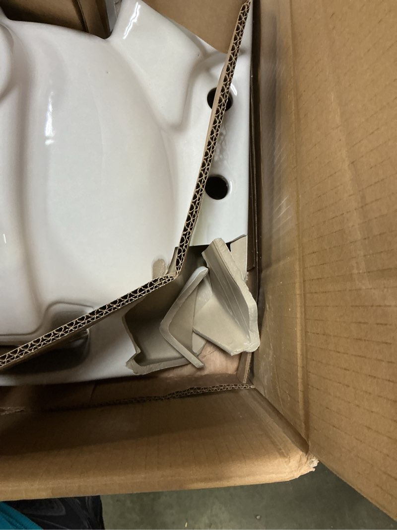 Condition photo showing As Is for aquasource white wall-mount square bathroom sink with overflow drain (19.09-in x 17.32-in)