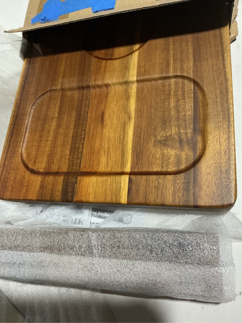 Condition photo showing Good Condition for Bathtub Tray, Acacia Bath Tray for Tub, 34.6''x9'' Wooden Bathtub Caddy Tray with Adjustable Legs Fit Various Bathtubs, Anti-Tipping, Sustainable Bath Table with Wine Glass and Tablet Holder