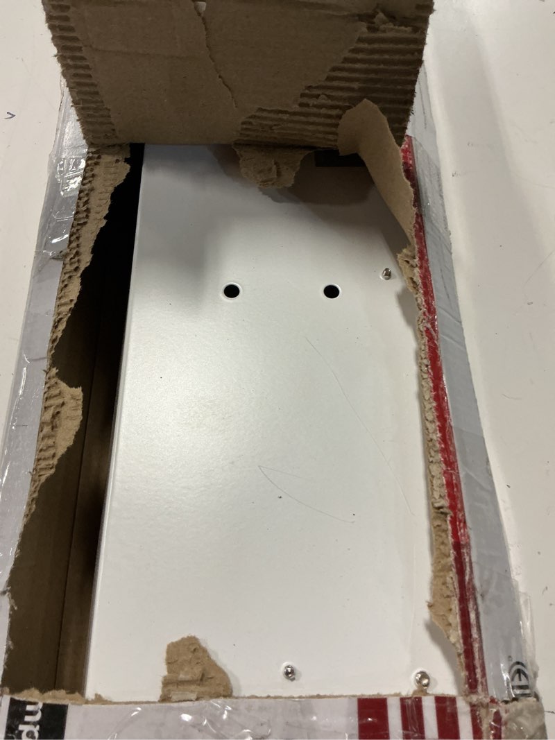 Condition photo showing As Is for satco 65-1211 4ft led ceiling wrap light, 39w, cct selectable 2700k–5000k, 3400 lumens, 120-277v, white steel housing, polycarbonate lens, non-dimmable, damp rated