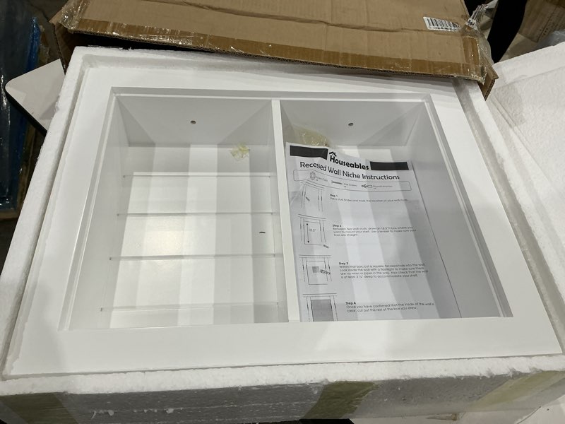 Condition photo showing Good Condition for fox hollow furnishings 14x18 aiden recessed wall niche medicine cabinet replacement, in the wall bathroom cabinet insert shelf/shelves, made in north america, real wood, no mdf, beadboard, white white 14x18