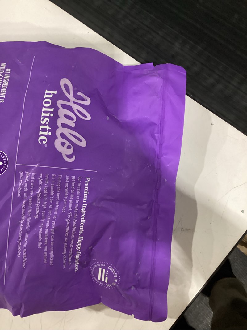 Condition photo showing New/Like New for 4/16/26 Halo Holistic Dog Food Wild Caught Salmon & Whitefish Formula, Healthy Grains Dry Dog Food, Complete
