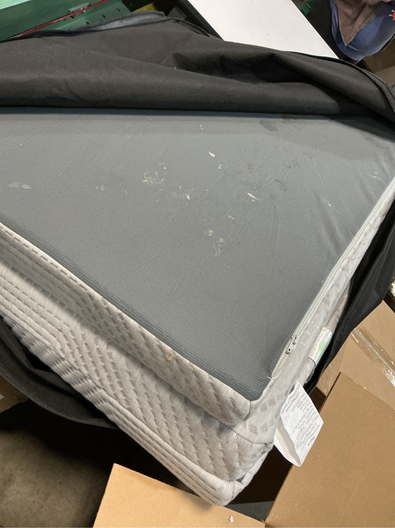 Condition photo showing As Is for (similar)mlily tri-fold memory foam mattress topper, 4 inch single folding mattress with collapsible and washable cover, travel and guest mat, 75\\\"×25\\\"×4\\\", grey 4 inch small single