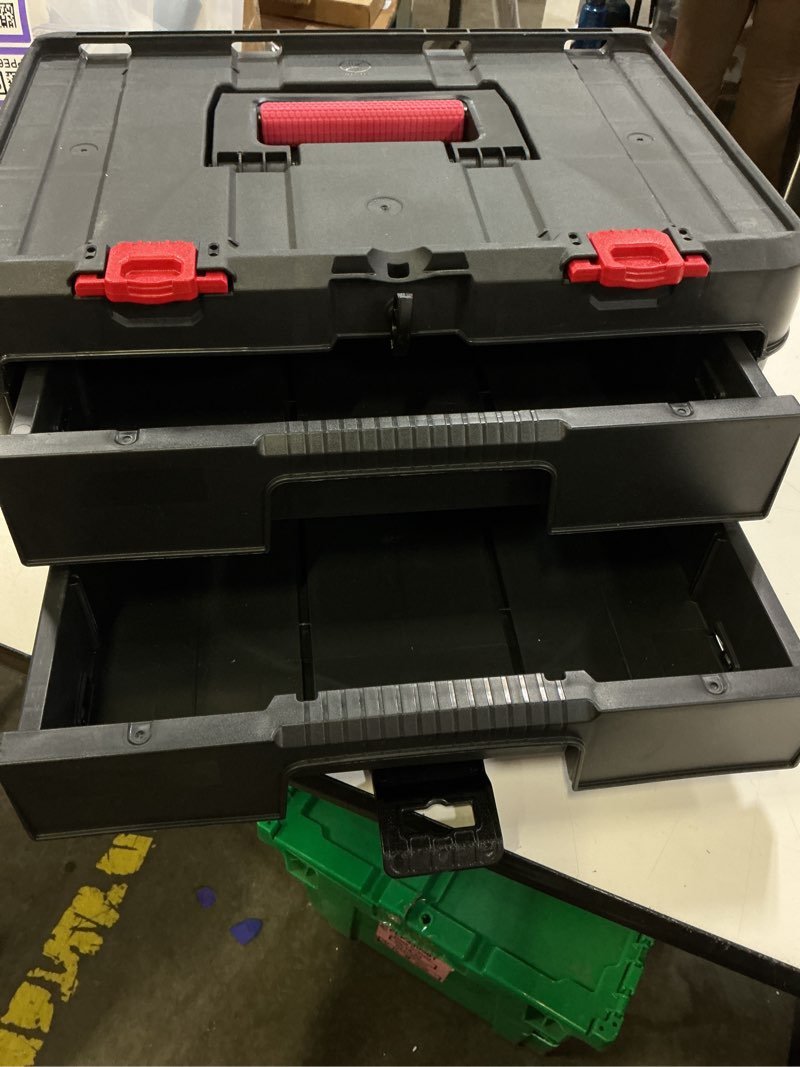 Condition photo showing Good Condition for keter stack-n-roll two drawer tool box for small parts and power tool accessories, fits keter modular tool storage system 2 drawer
