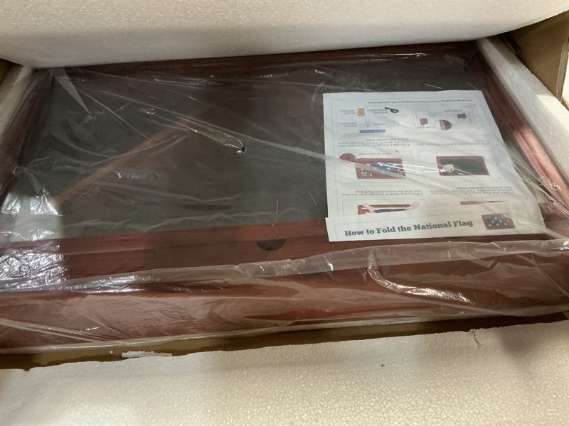 Condition photo showing Good Condition for flag case for burial flag with drawer – solid wood military flag display case for 5'x9.5' flag, memorial flag holder for home, school, or government use, for badges medals (red)