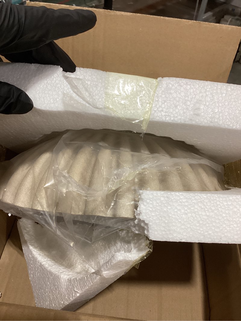 Condition photo showing Good Condition for Large Decorative Bowl, Modern Handicraft Bowls for Home Decor, Decorative Fruit Bowl for Kitchen Counter, Ruffle Decor, Stylish Key Bowl for Entry Table, Artificial Stone Beige