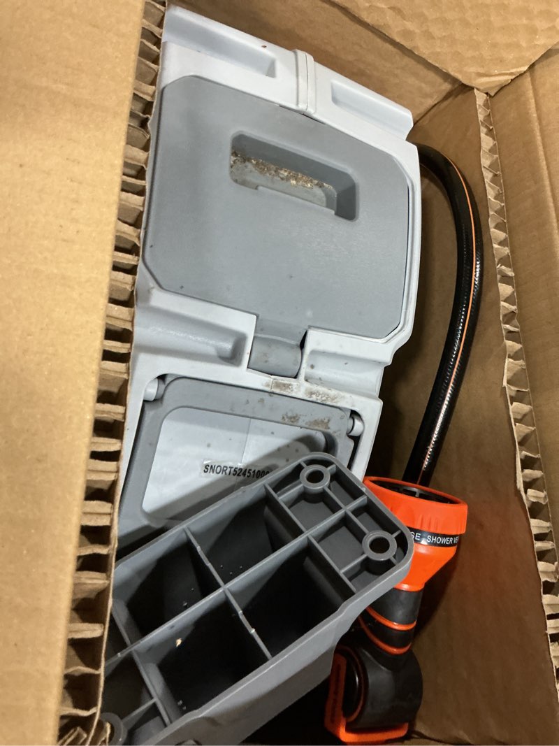Condition photo showing As Is for retractable garden hose reel, 1/2 inch x 65 ft water hose reel wall mounted, any length lock, slow auto-rewind, 180°swivel bracket & 10 pattern nozzle