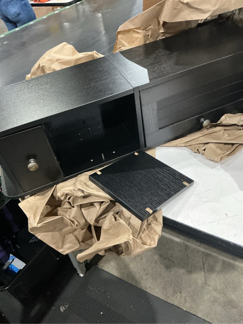 Condition photo showing As Is for costway tall bathroom cabinet with adjustable shelves deep drawer for living room black