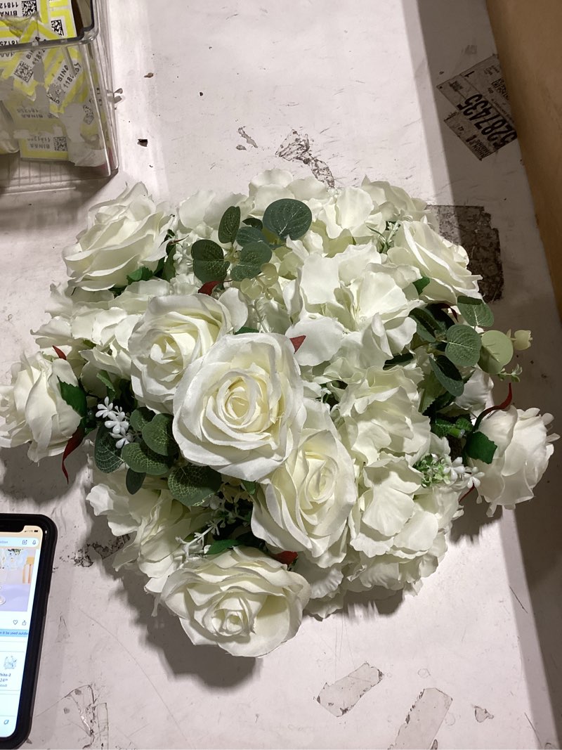 Condition photo showing New/Like New for similar  to: nuptio flower wedding centrepieces for tables - 10 pcs 13.8in diameter white artificial flowers rose ball for centerpieces table - fake rose arrangements for weddings birthday party decorations 10 white