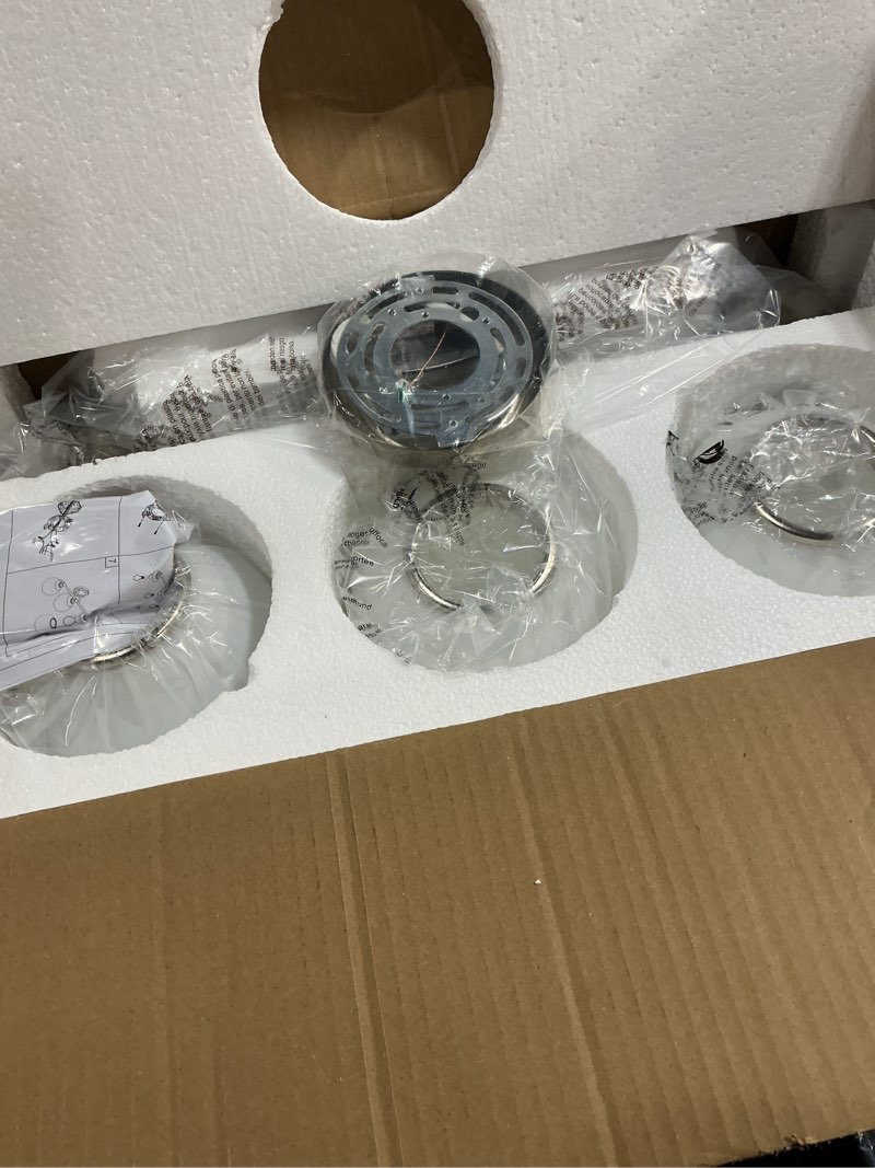 Condition photo showing New/Like New for sand nickel bathroom light fixtures, etl 3 lights vanity lights over mirror with milk glass soft lighting 24 inch bathroom sconces(exclude e26 bulb) sand nickel 3 lights