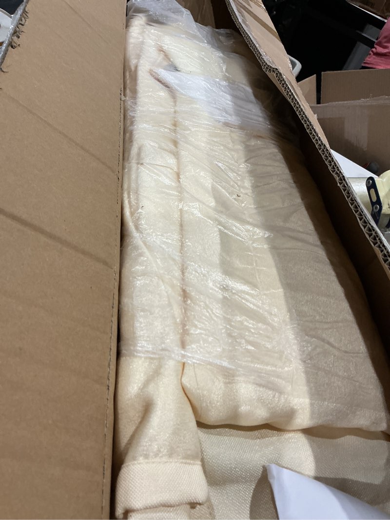 Condition photo showing As Is for double fitting room for two, f-shape large dressing room for boutique, clothing store changing rooms curtains divider retail privacy protection partitions (beige) beige-200×100cm