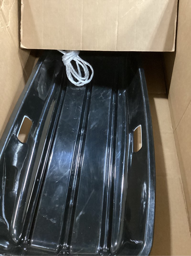 Condition photo showing As Is for Sled, Snow Sled for Kids and Adults, Racer Downhill Sprinter Snow Sled for 1-2 Riders with 2 Handles and Pull Rope, Utility Pull Sled 35" Skiing, Ice Fishing, Deer Hunting, Work Cargo, Firewood, Gift