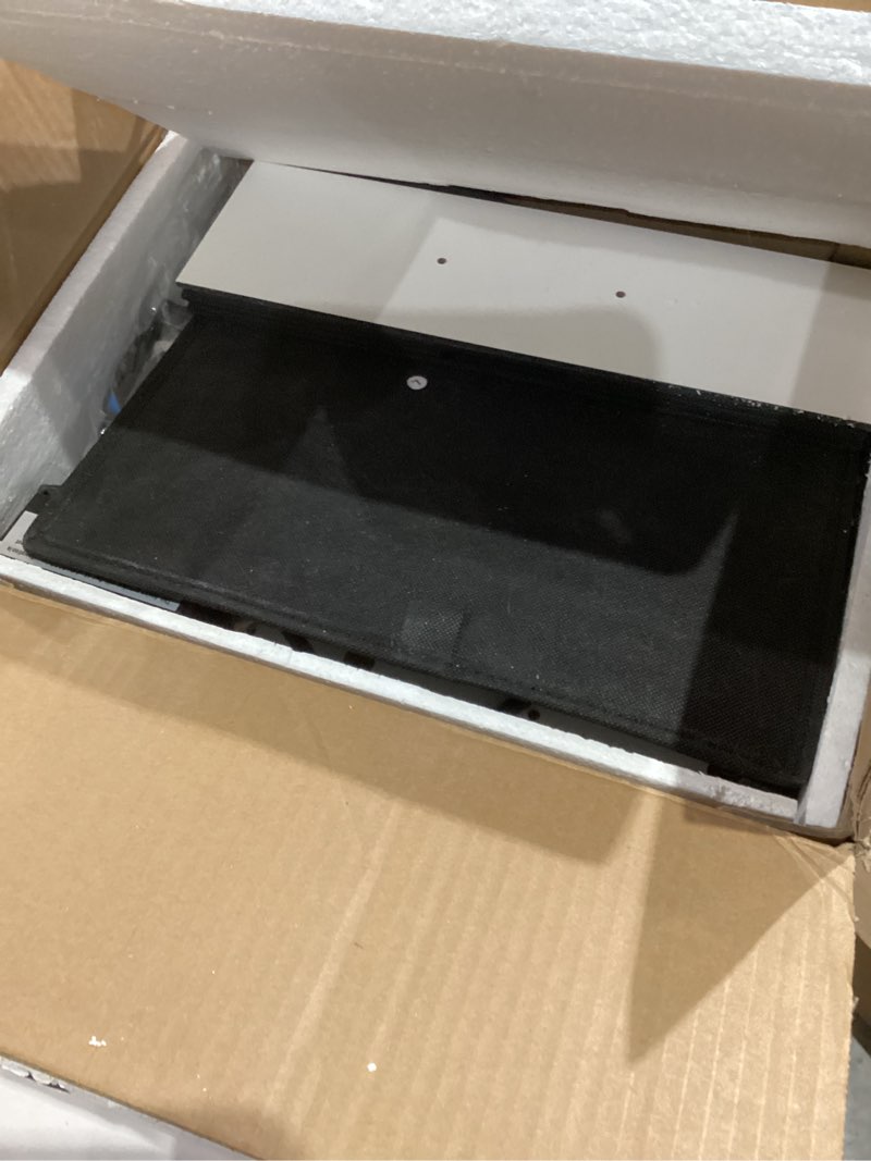 Condition photo showing As Is for Floating Nightstand with Charging Station and LED Light Strips, 21.3" Night Stand with Drawers, Floating Bedside with USB Ports and Outlets, Bedroom Furniture, Black