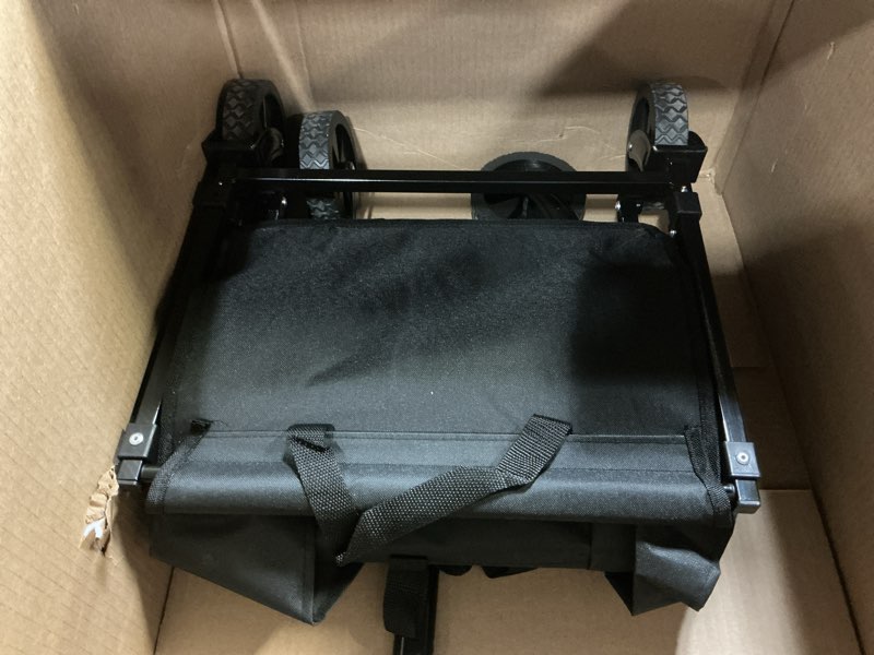 Condition photo showing As Is for Wagons Carts Foldable, Lightweight Portable Utility Shopping Cart with Wheels, Folding Grocery Wagon Cart for Grocery, Camping, Shopping, Beach, Garden, Sports Black 100L Black
