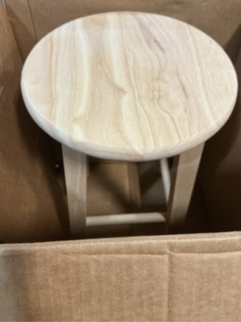Condition photo showing Good Condition for international concepts round top stool, 18-inch seat height, solid parawood, unfinished 18"h