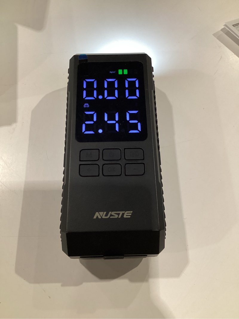Condition photo showing Good Condition for NUSTE Tire Inflator Portable Air Compressor, Air Pump for Car Tires with Digital Pressure Gauge, 150PSI Rechargeable Battery, LED Light, Cordless Bike Tire Pump for Car, Motorcycle, Bicycle black