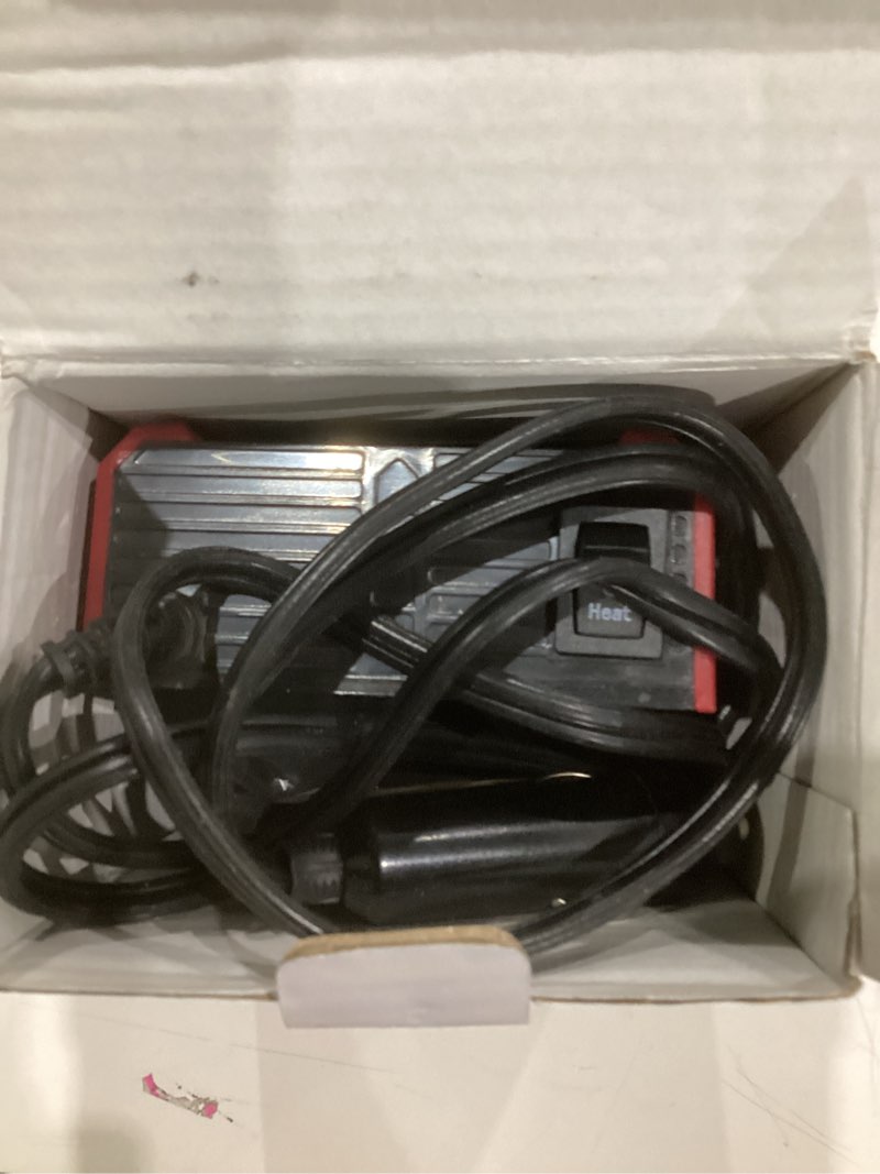 Condition photo showing As Is for 12 Volt Car Heater that Plugs into Cigarette Lighter, 150W Portable Windshield Defogger and Defroster, 360 Degree Rotary Base red
