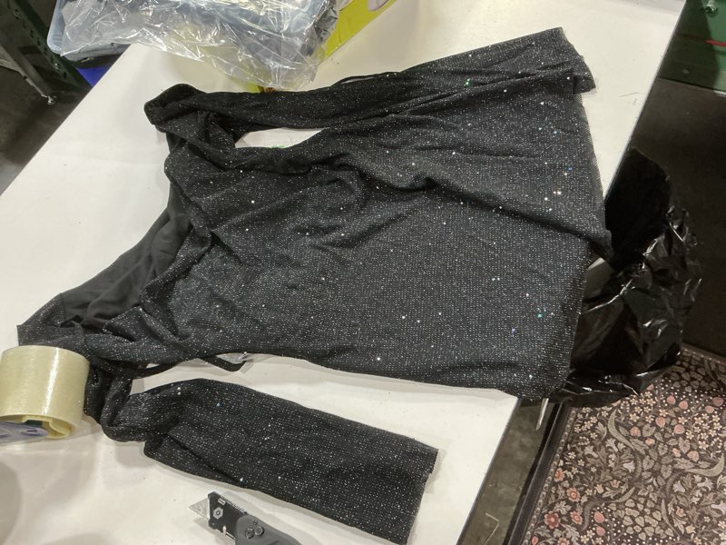 Condition photo showing Good Condition for shawgobow sparkly outfits for women,one shoulder ruched bodycon short prom dress,sexy dresses cocktail homecoming nye black medium