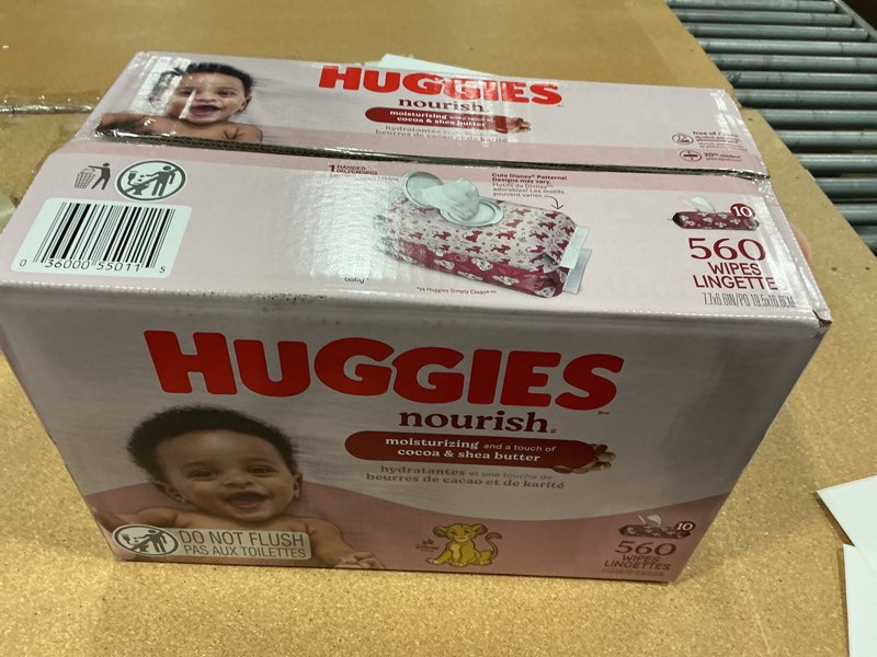 Condition photo showing New/Like New for huggies nourish scented baby wipes, 10 push button packs (560 wipes total) 56 count (pack of 10)