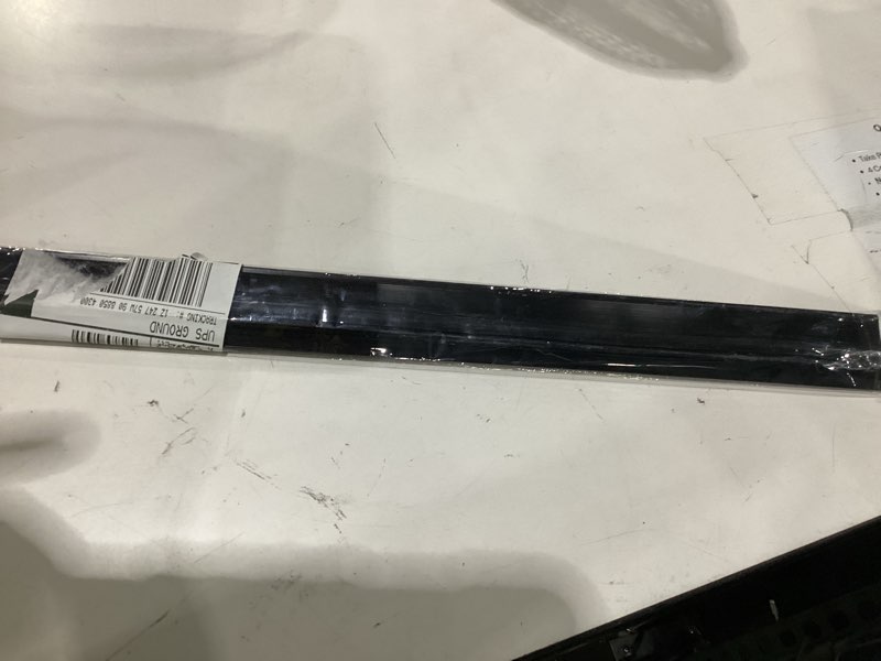 Condition photo showing As Is for gaahing aluminum floor transition threshold strip, bridge the height gap between 0.2 to 0.5 inches for doorway ramp tiles laminate planks (35.4in x 1.7in, matte black) 35.4in x 1.7in, matte black 1