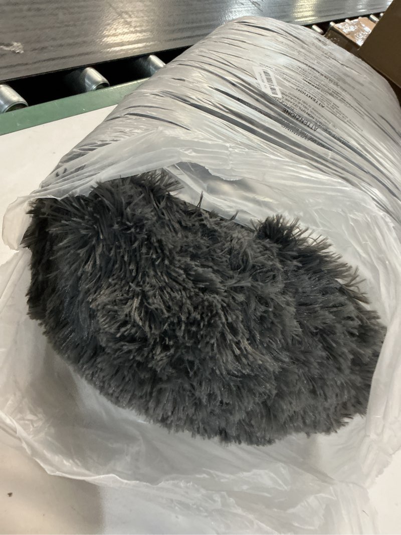 Condition photo showing Good Condition for bedsure calming dog bed for medium dogs - donut washable medium pet bed, 30 inches anti-slip round fluffy plush faux fur cat bed, fits up to 45 lbs pets, dark grey 30"l x 30"w x 8"th dark grey