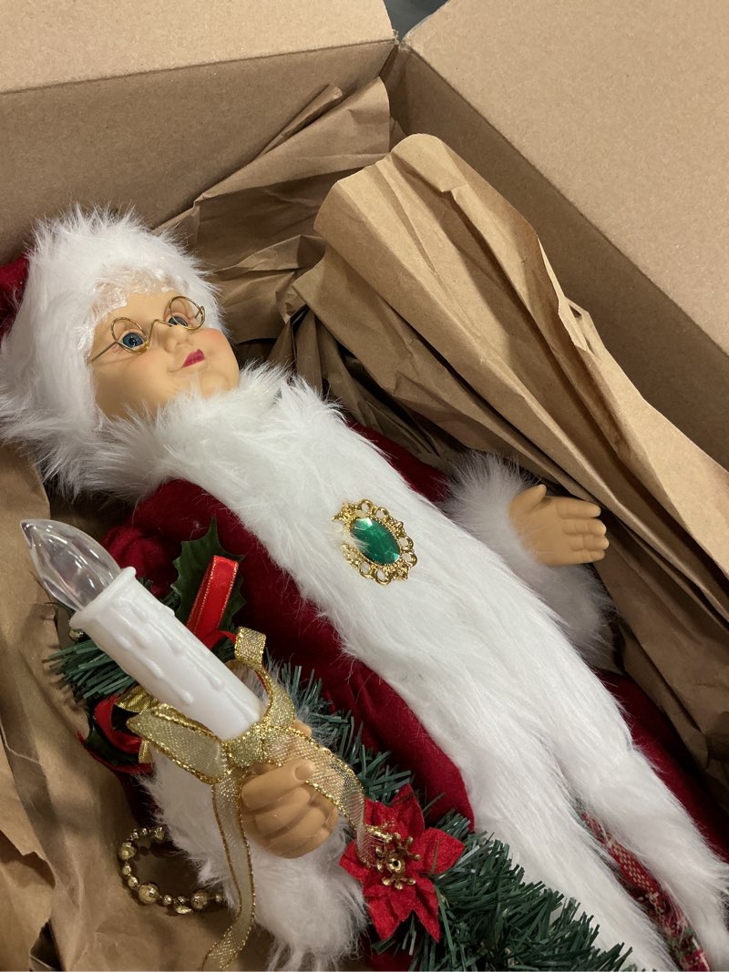 Condition photo showing Good Condition for LAMPHOME 24-Inch Animated Mrs. Claus with Lighted Candle Musical Christmas Figure