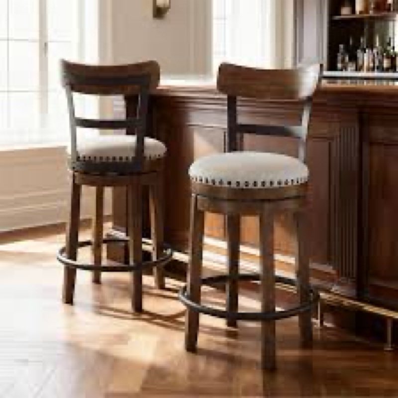 signature design by ashley valebeck | 30? farmhouse pub-height swivel barstool with back – upholster