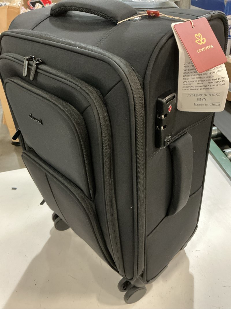 Condition photo showing Good Condition for lovevook carry on luggage 22x14x9 airline approved, 22 inch softside suitcases with spinner wheels, lightweight carry-on suitcase with tsa lock for women men, large luggage for travel business trip 22 inch_carry on black