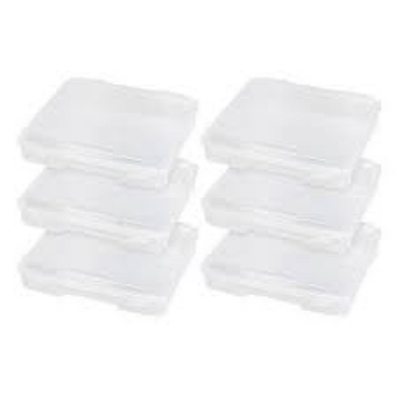 iris usa portable board game organizer plastic project storage case box with snap-tight latch, 6-pack, fits 8.5" x 11" papers, clear
