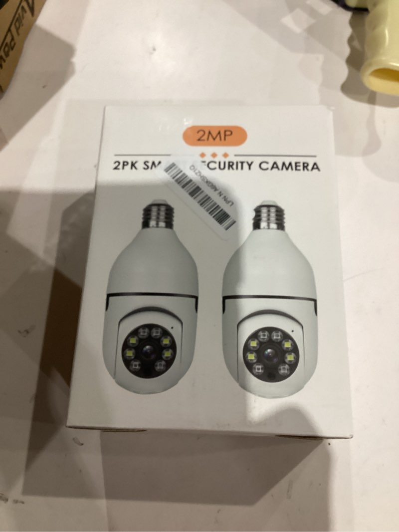 Condition photo showing As Is for Security Camera Indoor Wireless WiFi Outdoor Home E27 360 Degree Panoramic Home Security Cameras IP Camera Motion Detection and Alarm Two-Way Audio 2pack-32GB 2pack with 32GB card