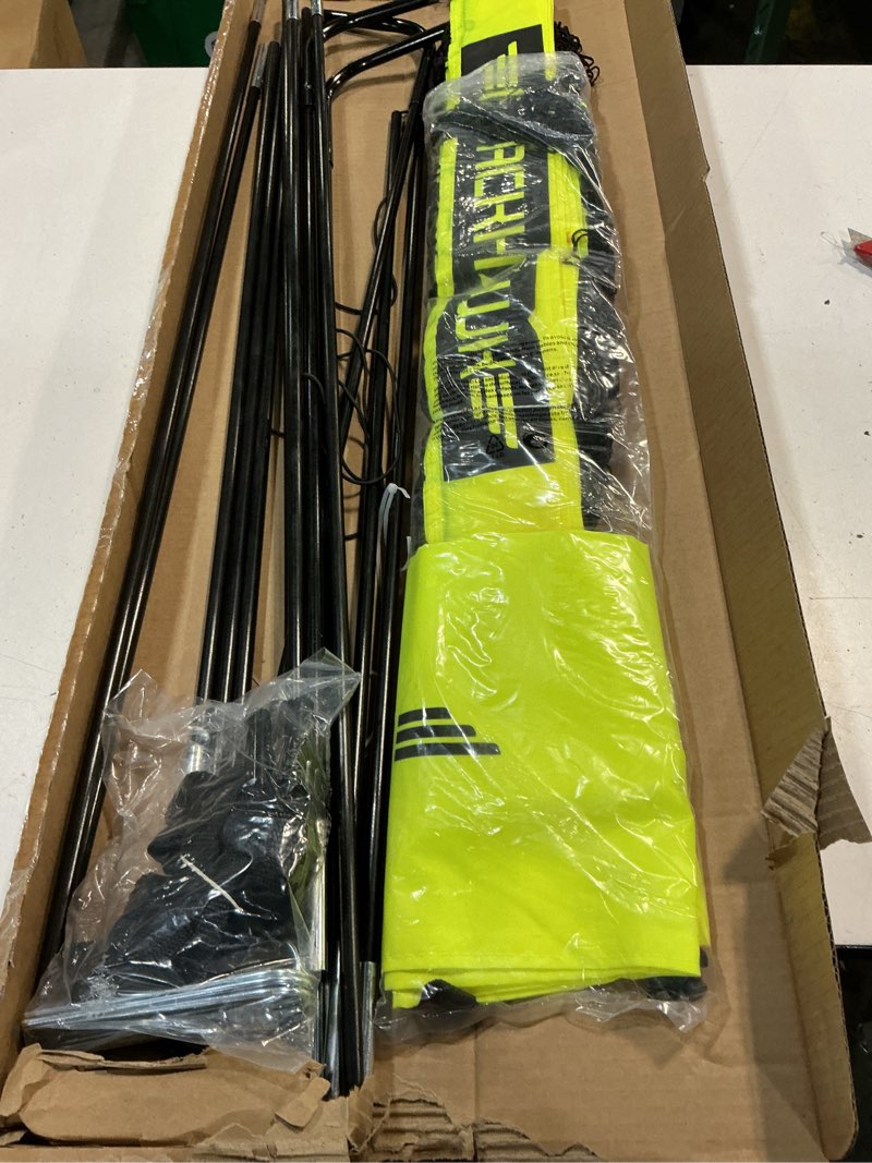 Condition photo showing Good Condition for franklin sports blackhawk backyard soccer goal - portable pop up soccer nets - youth + adult folding indoor + outdoor goals - multiple sizes + colors 9' x 5.5' optic yellow
